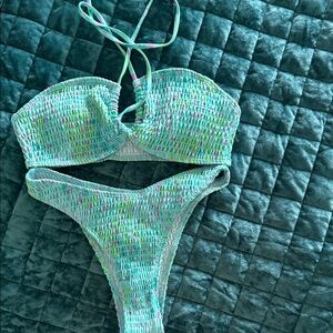 SHEIN Mint and Pink Textured Bikini